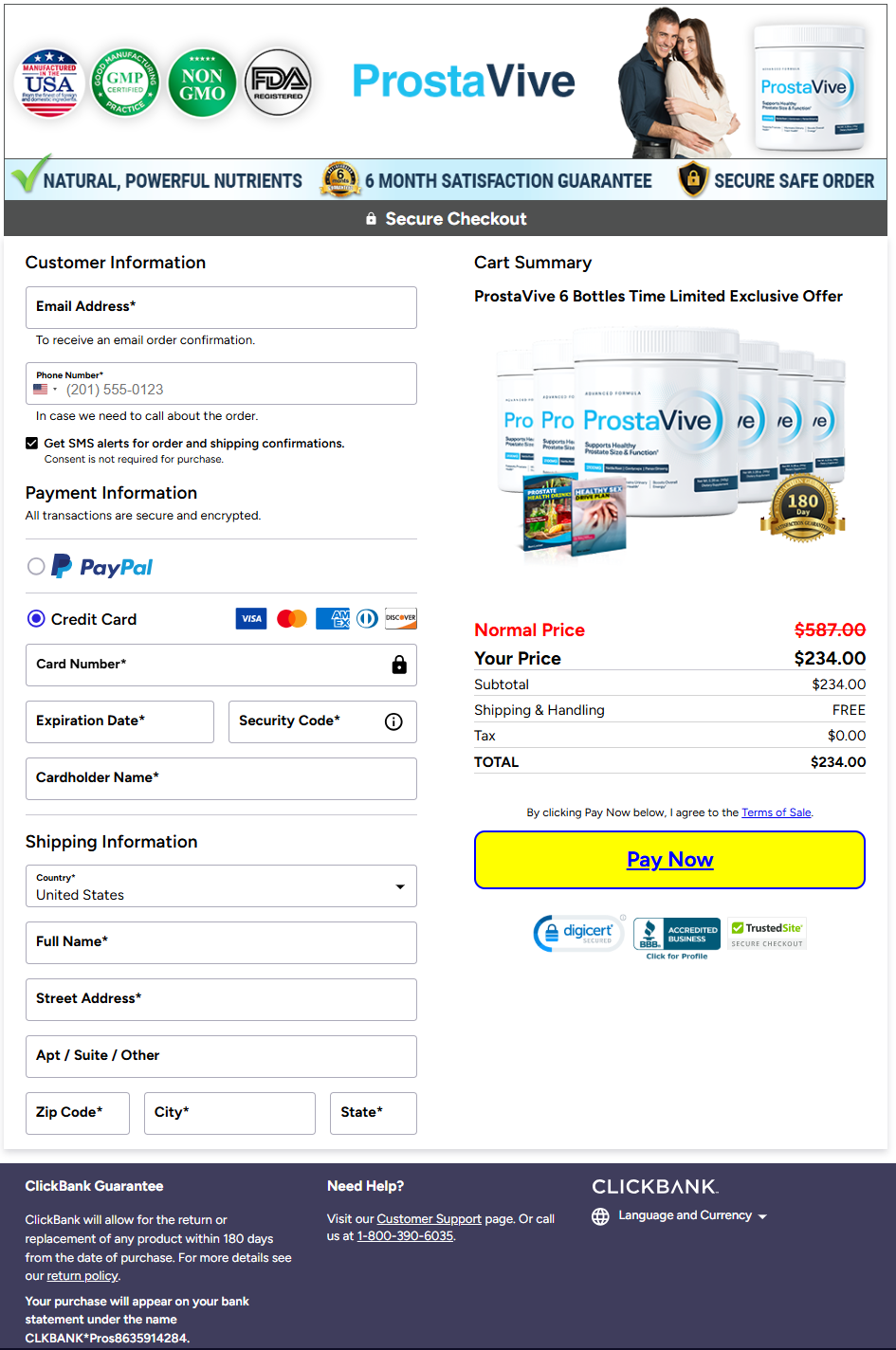 ProstaVive Official Website Secure Order Page